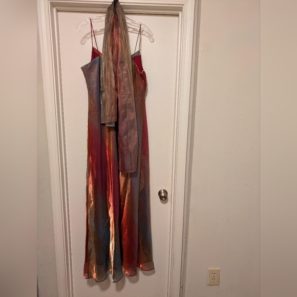 3XL Multi Color Prom Dress with Shaw - Picture 3 of 4